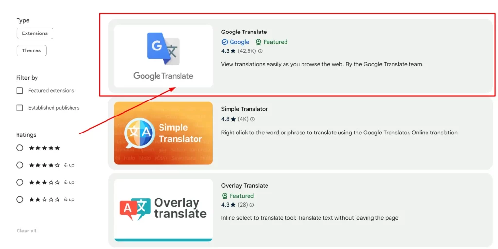 Google translate extensions