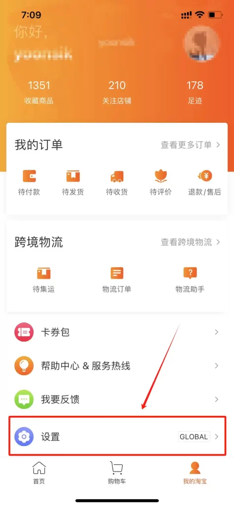 Taobao lite setting