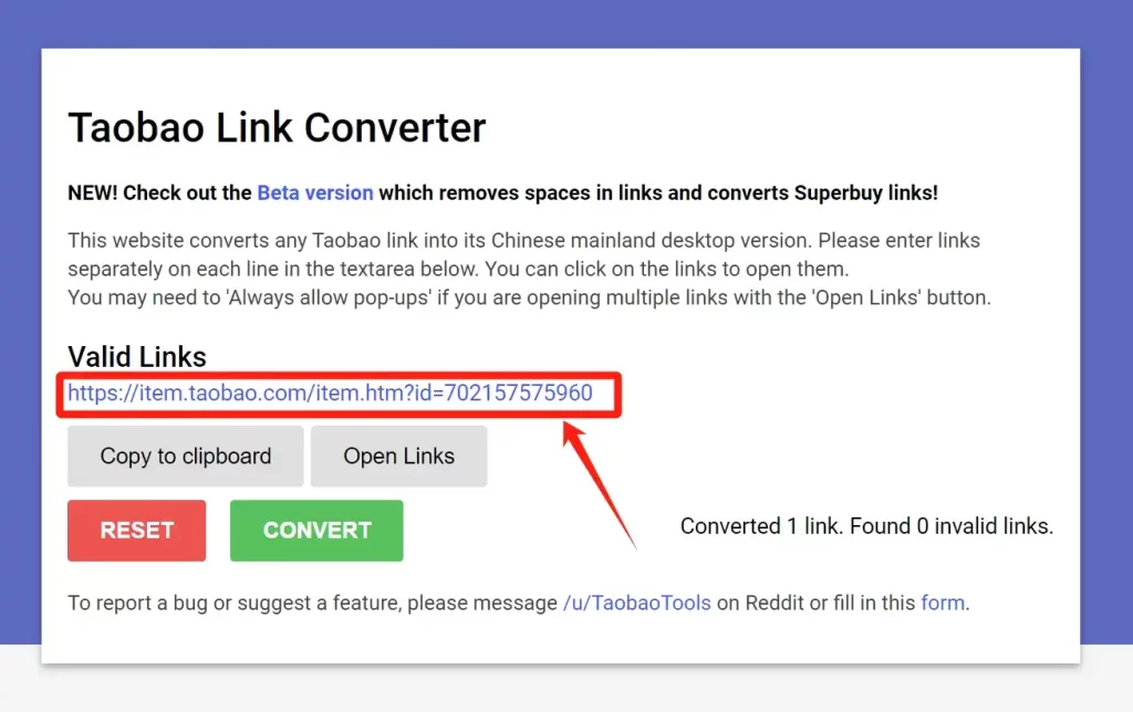 Use Taobao link Converter convert desktop link